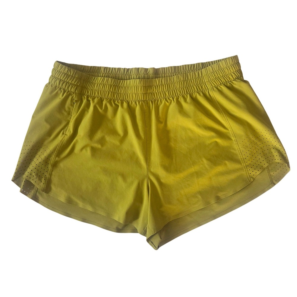 Athleta Hustle 3" Short Chartreuse Running Athletic Shorts Womens Large L